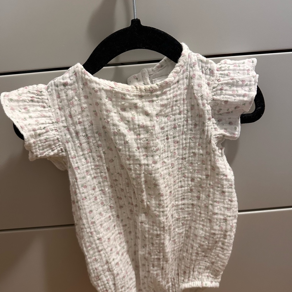 Zara White Baby Top with Pink Floral Pattern
